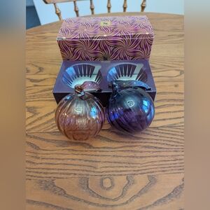 Nespresso . 2 holiday baubles. Glass Ball Ornaments. Like New Condition.